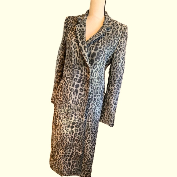 Divided Jackets & Blazers - H& M Divided brand Grey and Black Leopard Print , Full length coat